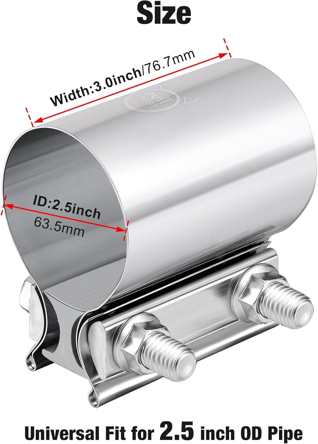 4/8pcs 2/2.5/3/3.5/4/5 Inch Butt Joint Exhaust Band Clamp Stainless Steel T304