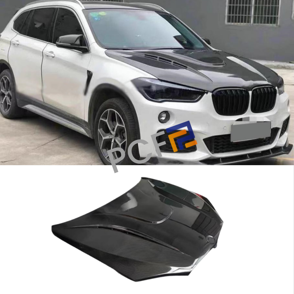 Real Carbon HAMANN style Front Hood Vented Bonnet Cover For BMW X1 F48 2016-2022 Real Carbon HAMANN style Front Hood Vented Bonnet Cover For BMW X1 F48 2016-2022