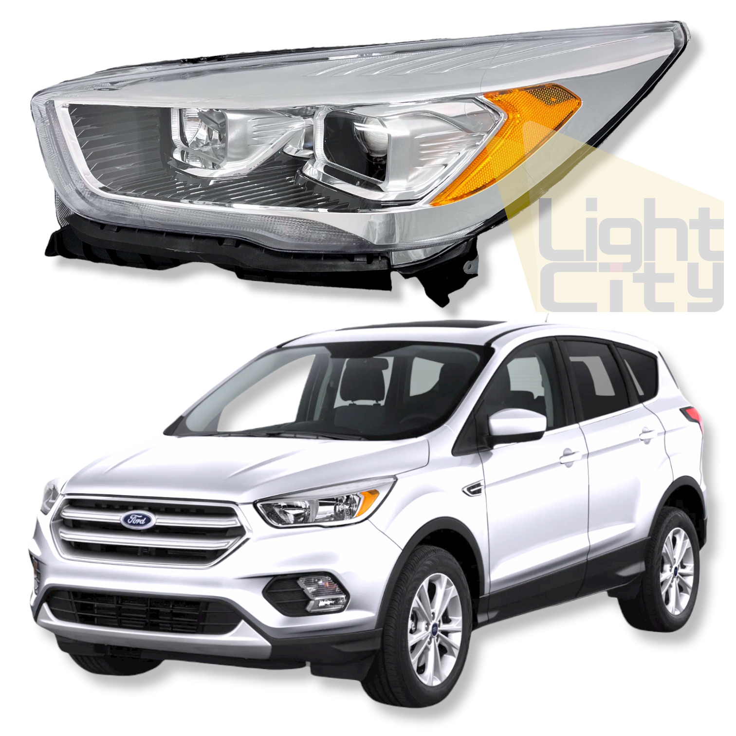 For 2017-2019 Ford Escape Driver Left Side Headlight (HID, w/ LED Accent) LH