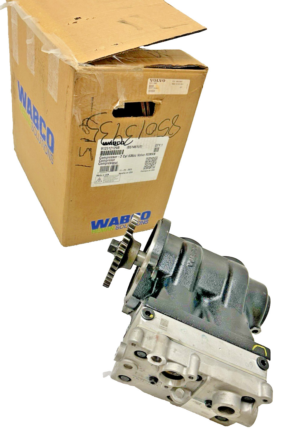 912512129R OEM WABCO Reman Air Brake Compressor Volvo D13 Mack MP8 912512129R OEM WABCO Reman Air Brake Compressor Volvo D13 Mack MP8