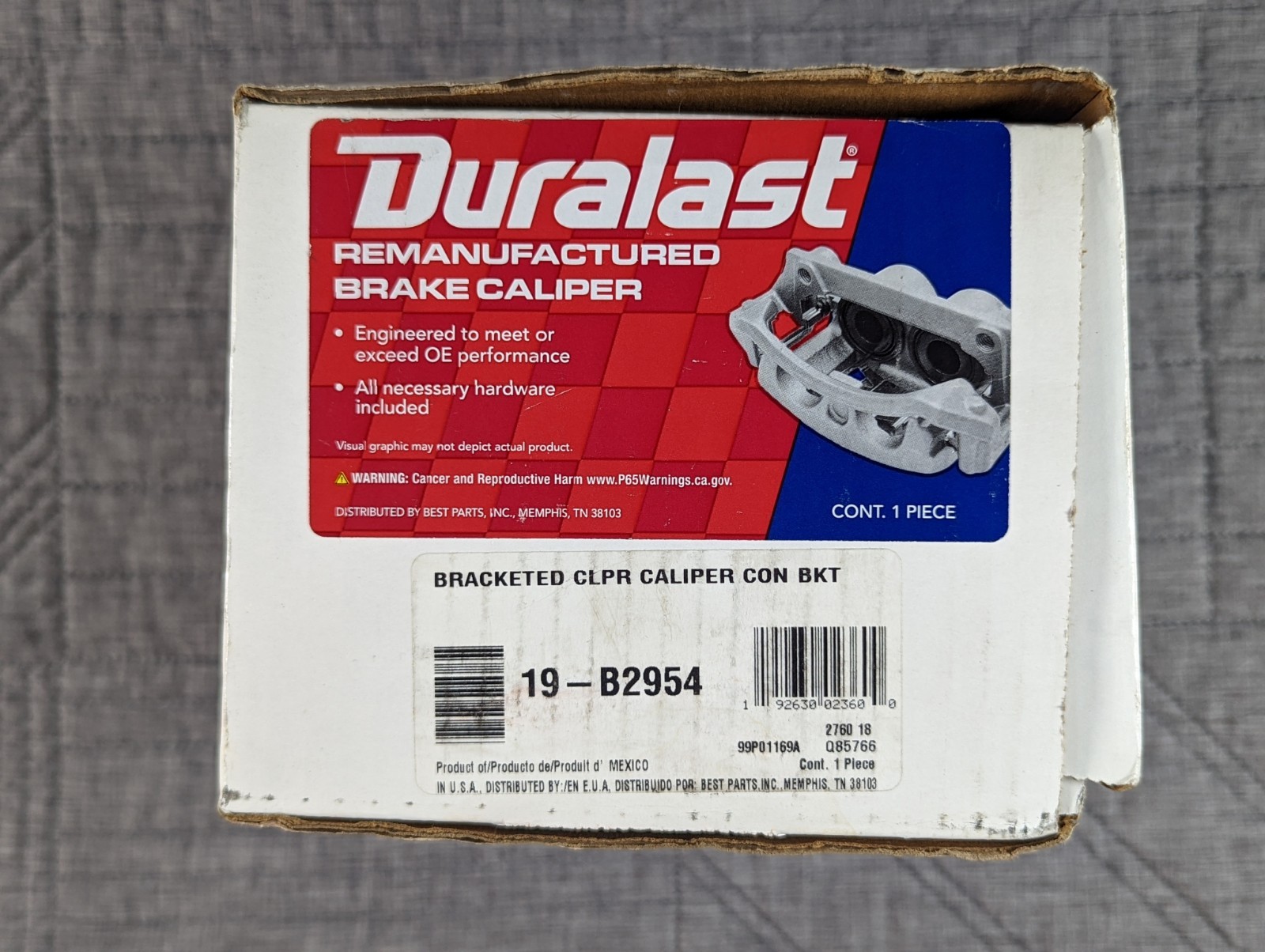 Duralast 19-B2954 Brake Caliper w/ Bracket – Rear Left (Ford Focus, Mazda 3)