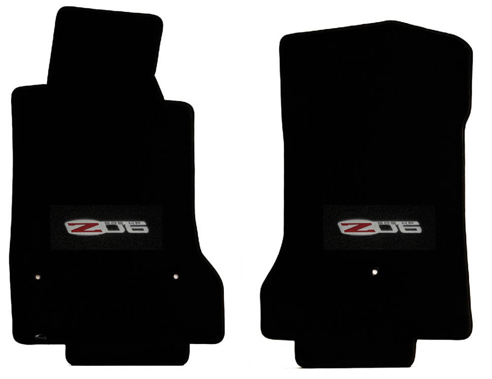 NEW BLACK FRONT FLOOR MATS 2005-2007 CORVETTE  Embroidered Z06 505 HP Logo Pair