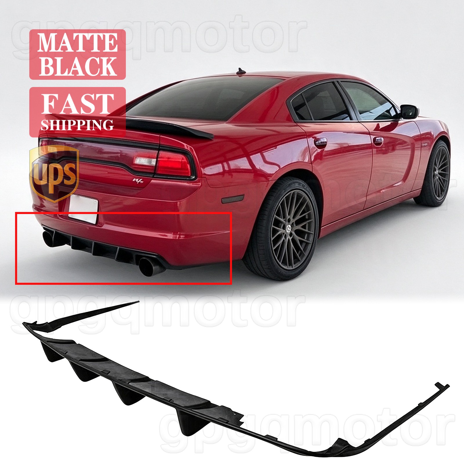 For Dodge Charger RT SRT8 2011-2014 Matte Black Shark Fin Rear Bumper Diffuser For Dodge Charger RT SRT8 2011-2014 Matte Black Shark Fin Rear Bumper Diffuser