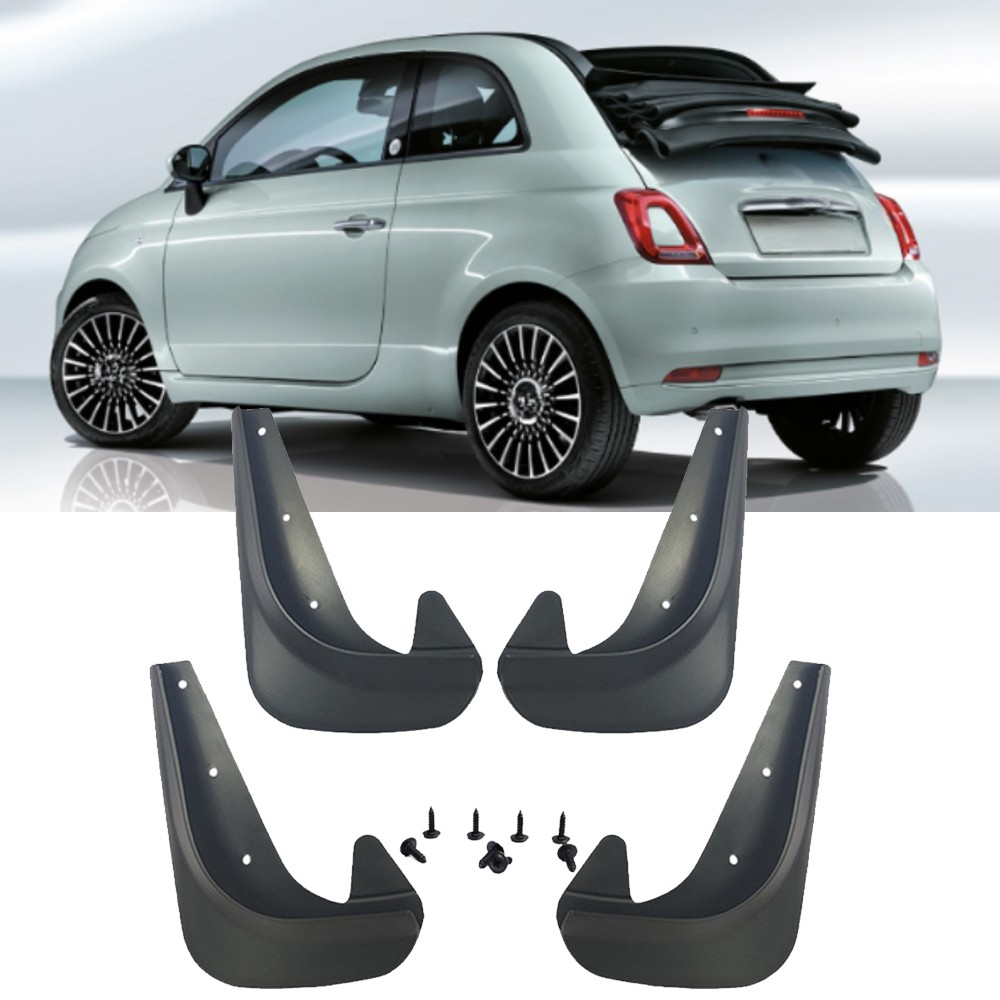Black Mud Flaps Splash Guards Fender Mudguards Front Rear For Fiat 500 Hatchback Black Mud Flaps Splash Guards Fender Mudguards Front Rear For Fiat 500 Hatchback