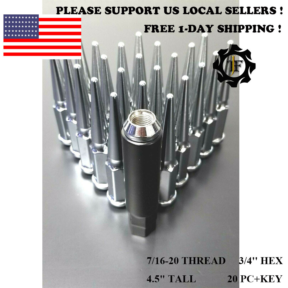 20PC+KEY 4.5\'\' CHROME 7/16 SPIKE WHEEL LUG NUTS CONICAL SEAT FOR CLASSIC BUICK 20PC+KEY 4.5\'\' CHROME 7/16 SPIKE WHEEL LUG NUTS CONICAL SEAT FOR CLASSIC BUICK
