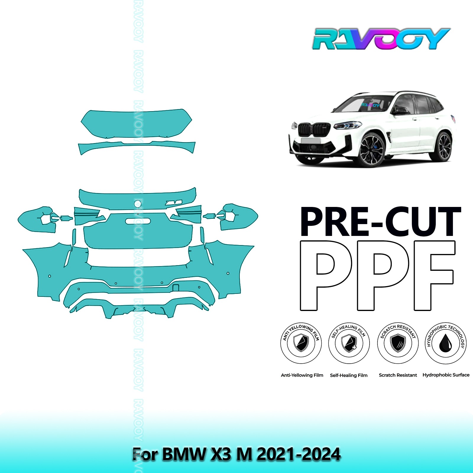 PreCut Paint Protection PPF Kit For BMW X3 M 2021-2024