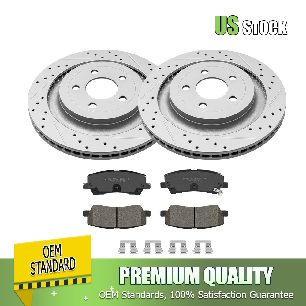 Rear Brake Rotors And Ceramic Brake Pads Set For 2015-2023 Ford Mustang