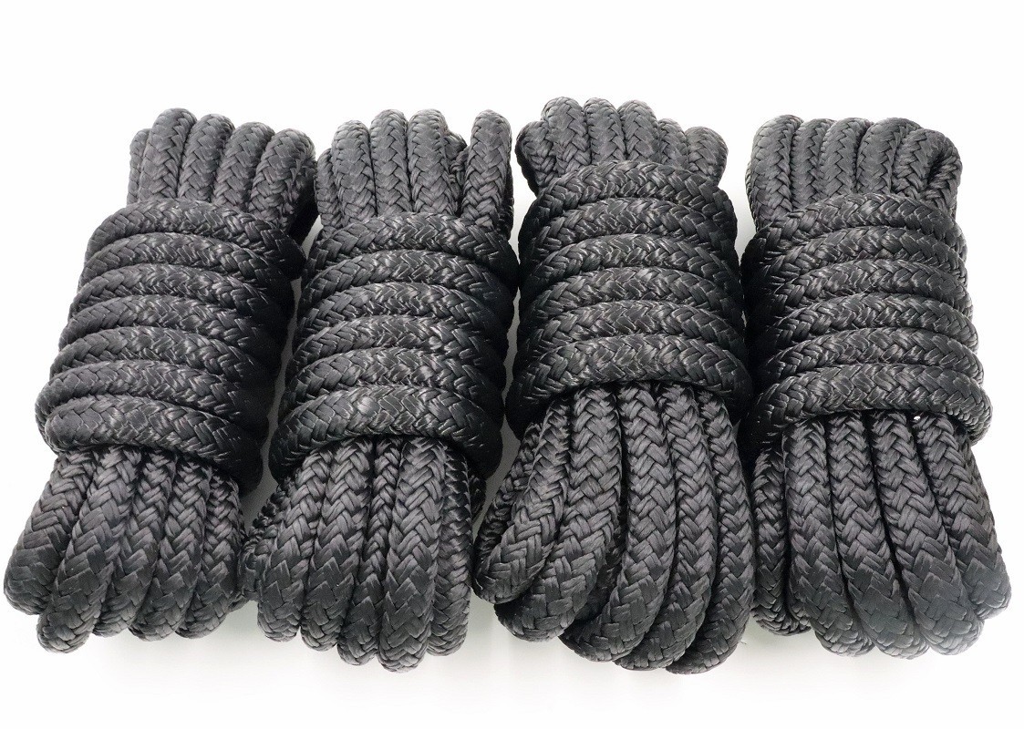 Black Double Braided Dock Line 4 pack  1/2\