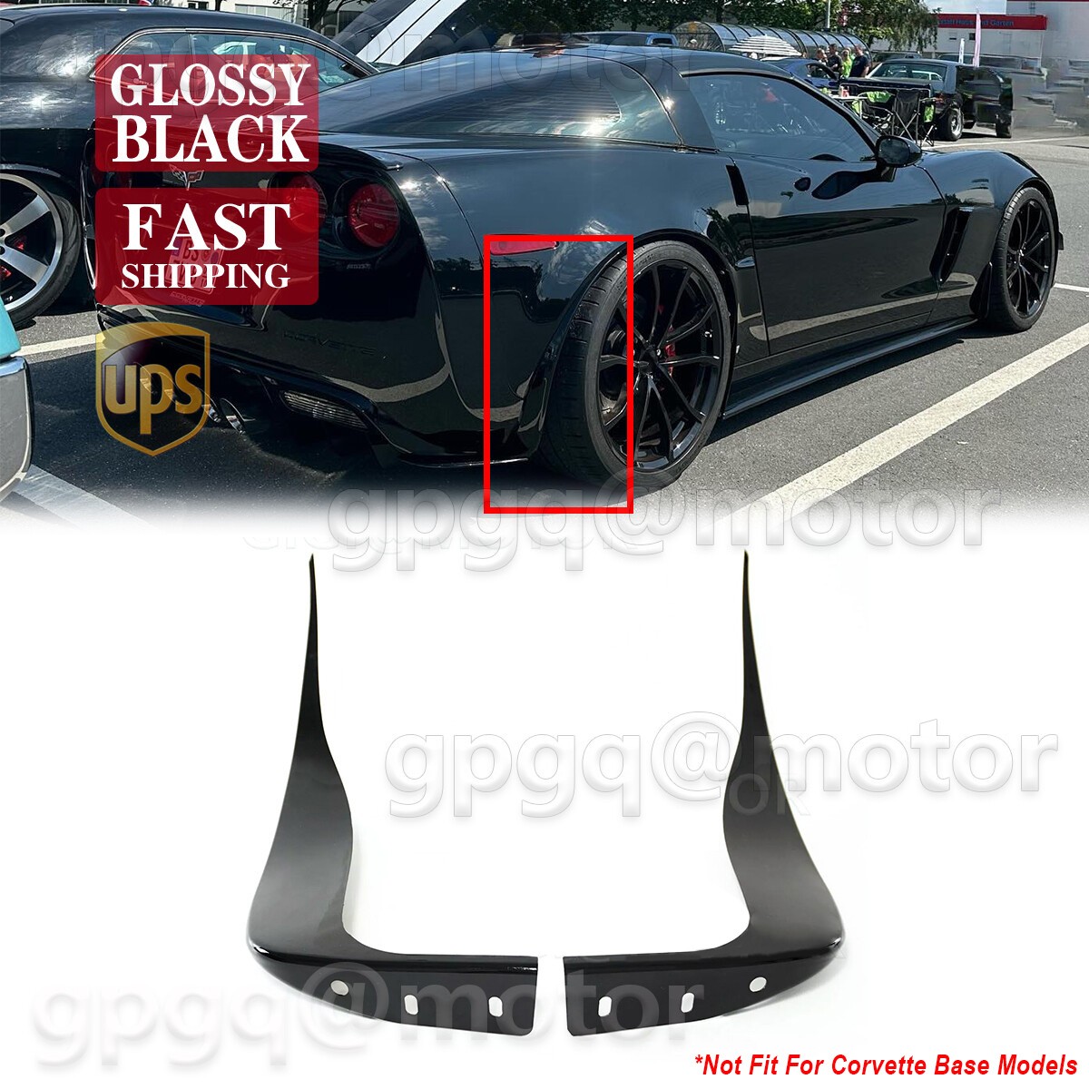 For Chevy Corvette C6 Z06 ZR1 2005-2013 Gloss Black Rear Splash Guards Mud Flaps For Chevy Corvette C6 Z06 ZR1 2005-2013 Gloss Black Rear Splash Guards Mud Flaps