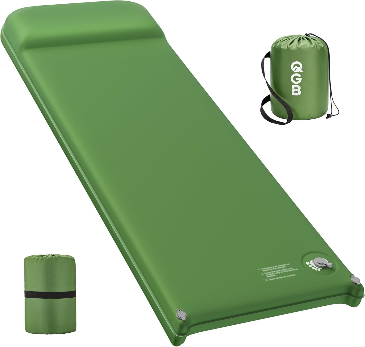 Memory Foam Camping Sleeping Pad, Foldable Self-Inflating Mattress Pad with Pill