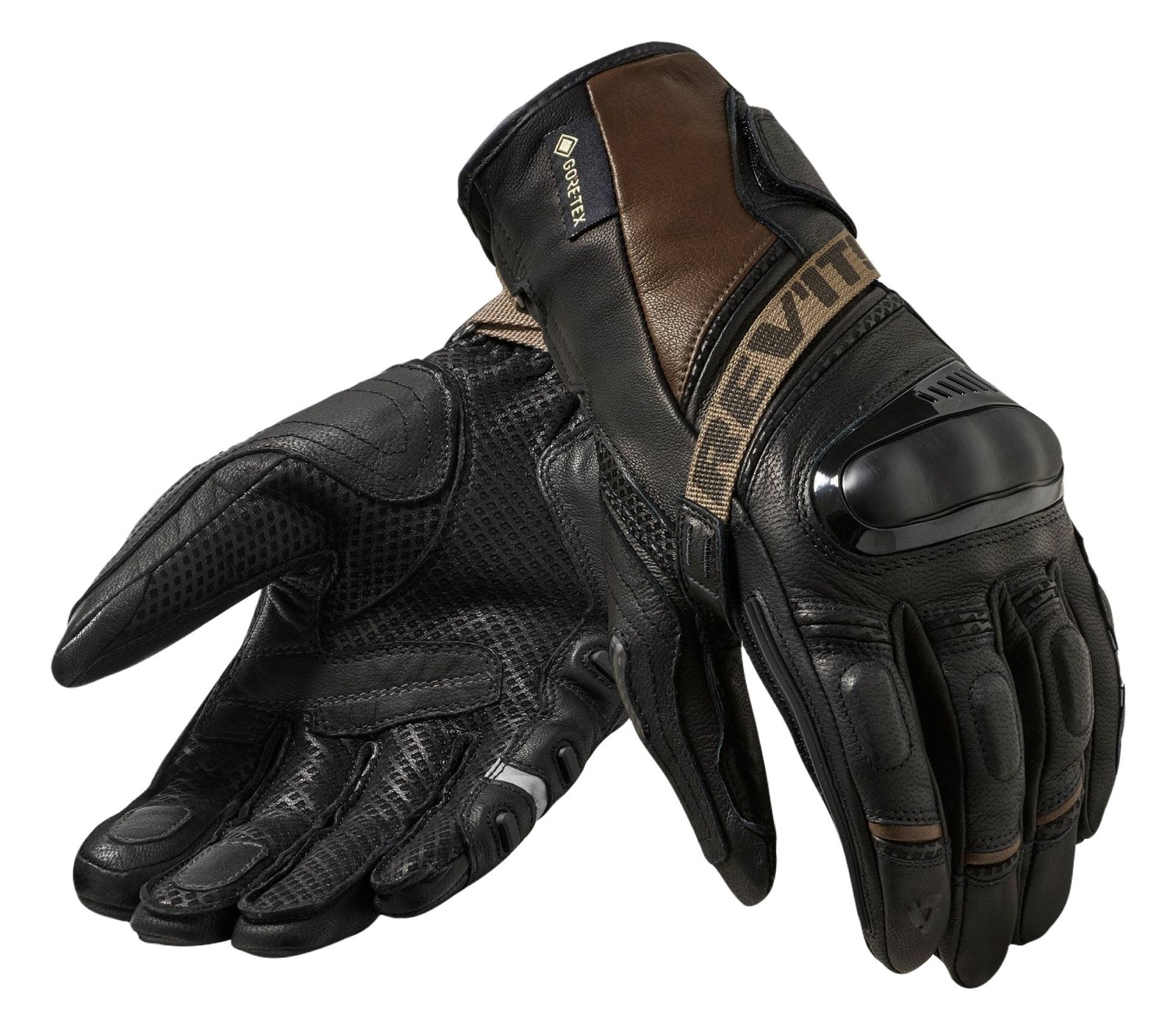 Rev\'It Dominator 3 GTX Mens Gore-Tex Motorcycle Gloves Black/Sand