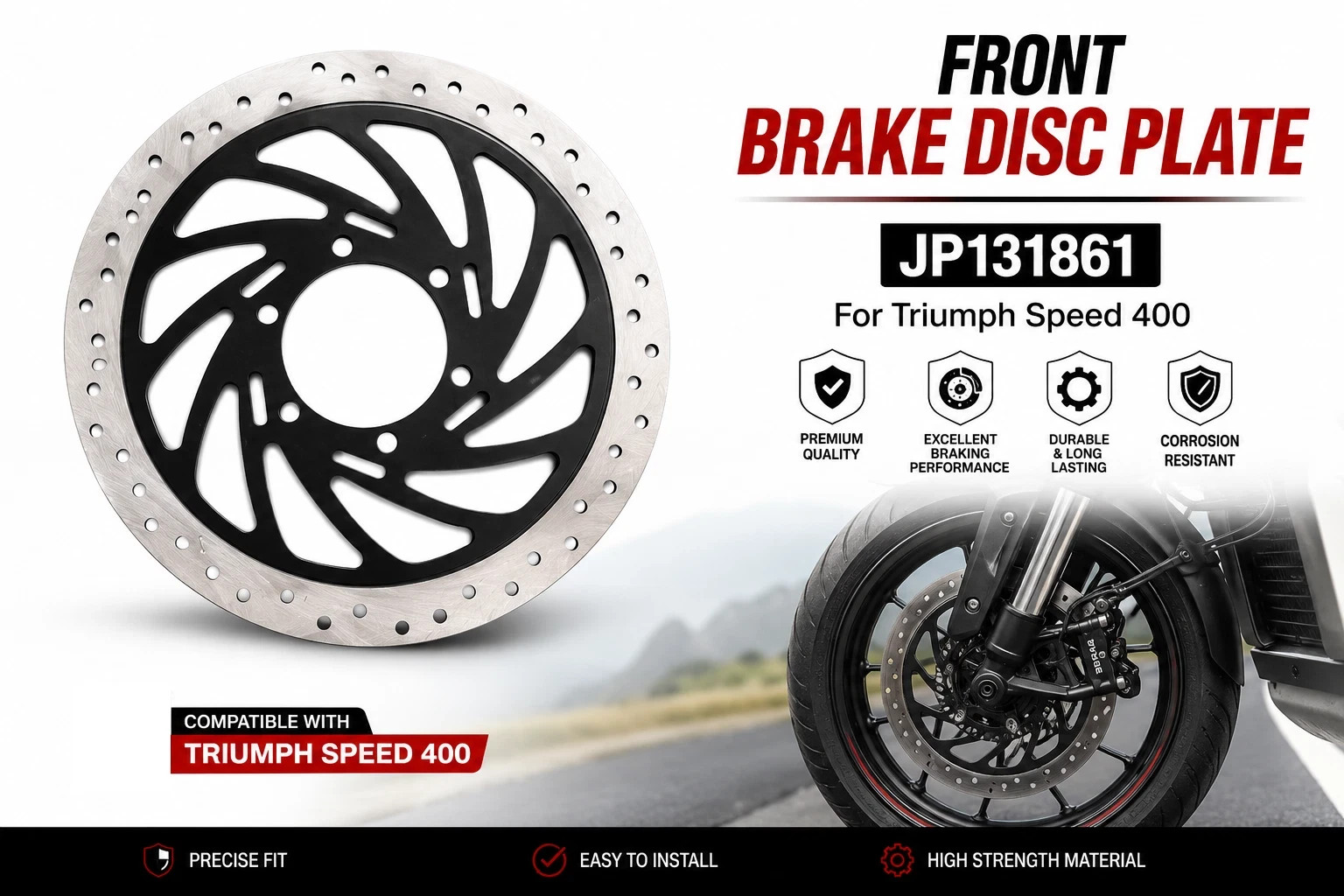 TRIUMPH Front Brake Disc Plate Fit For Speed 400 JP131861