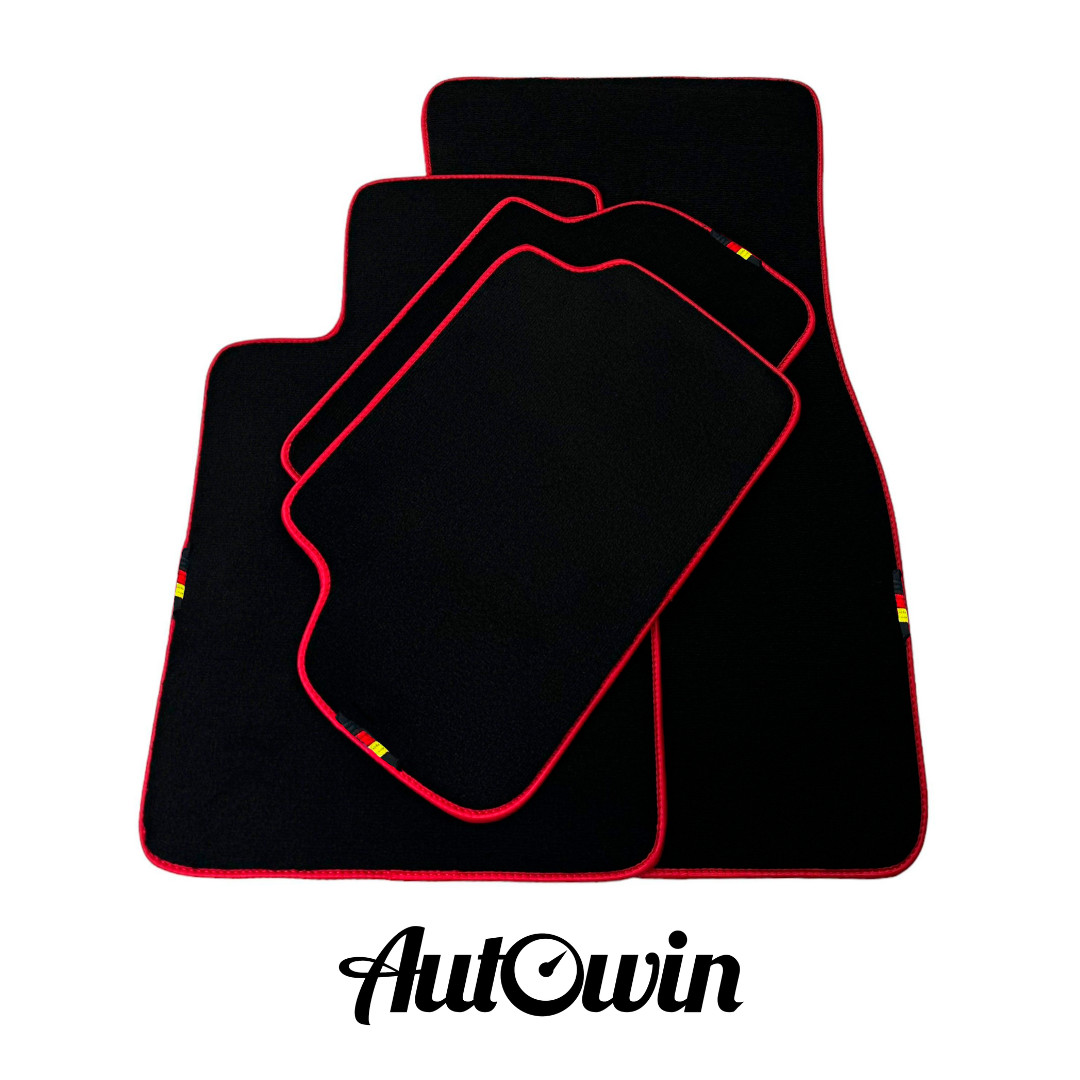 AutoWin Brand Black Floor Mats for BMW X6M Series E71 SUV (2009-2014) Red Trim