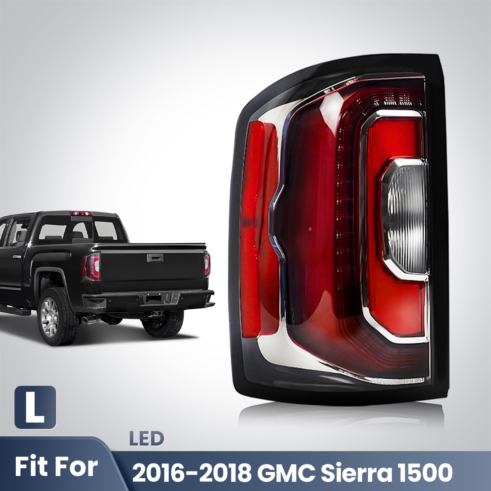 Full LED Tail Light Fit For 2016 2017 2018 GMC Sierra 1500 Left Driver Side