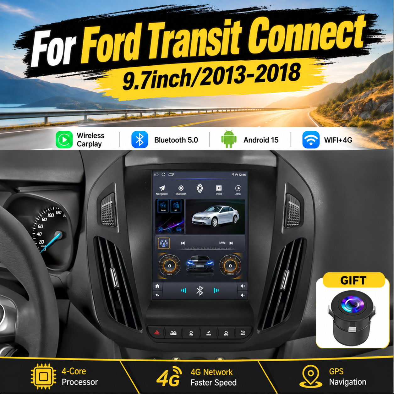 9.7'' For Ford Transit Connect 2013-2018 Apple Carplay Android Stereo Radio GPS