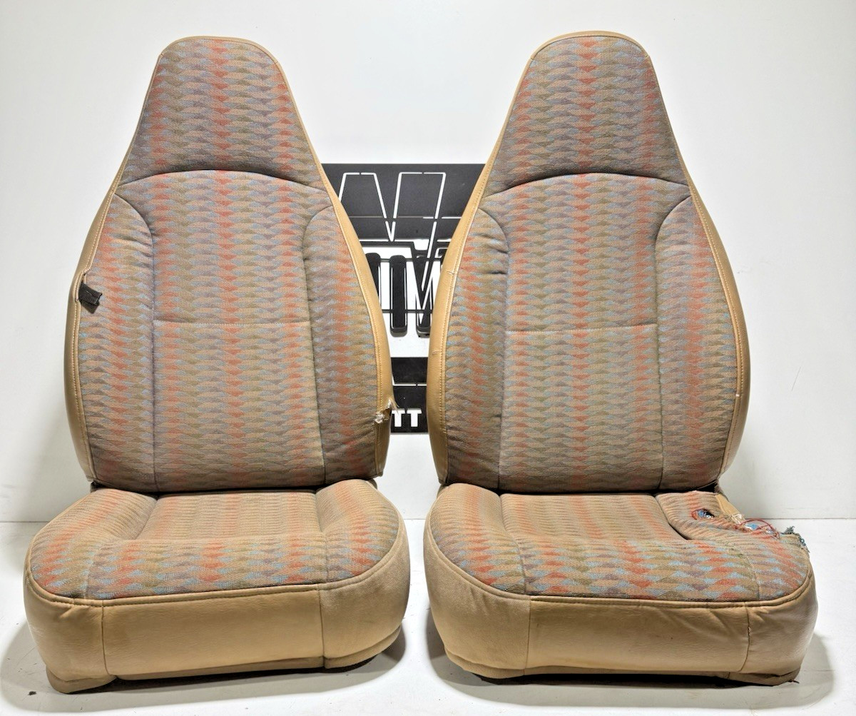 97-02 Jeep TJ Wrangler Saddle Tan Aztec Pueblo Driver & Passenger Front Seats 97-02 Jeep TJ Wrangler Saddle Tan Aztec Pueblo Driver & Passenger Front Seats