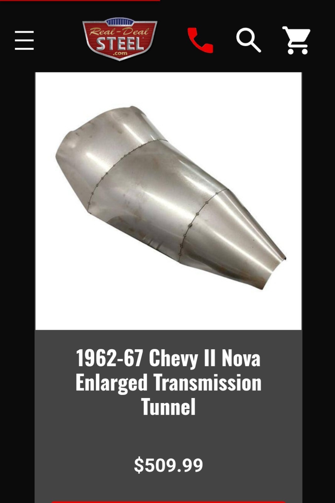 1962-67 Chevy II Nova Enlarged Transmission Tunnel 62-67