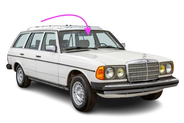 Fits: 1977-1985 Mercedes Benz 230,240D,280E,300D 4D Sedan Front Windshield Glass Fits: 1977-1985 Mercedes Benz 230,240D,280E,300D 4D Sedan Front Windshield Glass