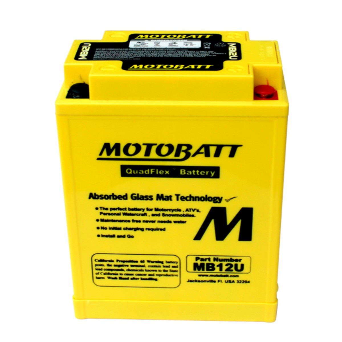 Motobatt MB12U Battery Sealed Factory Activated AGM Quadflex Motobatt MB12U Battery Sealed Factory Activated AGM Quadflex