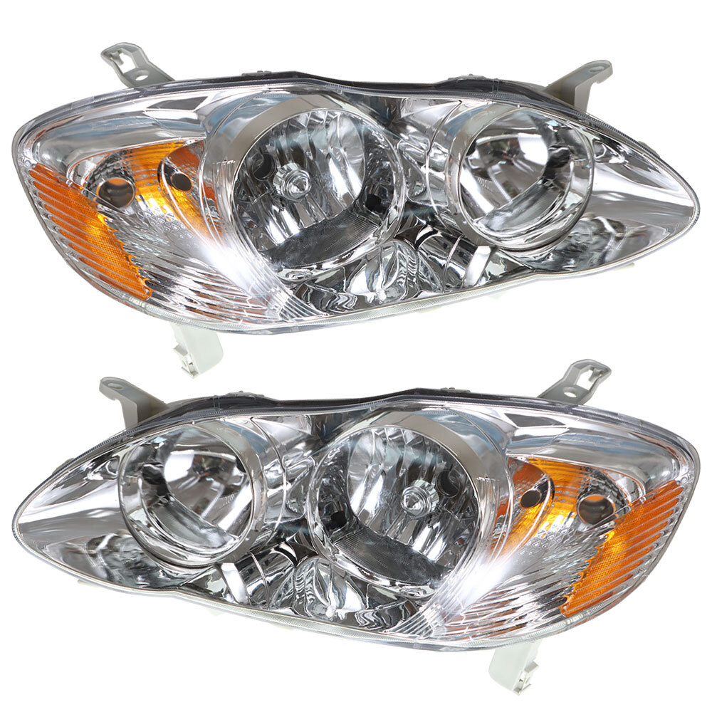 For Toyota Corolla 2003-2008 Halogen Headlights Assembly Left&Right Side Chrome