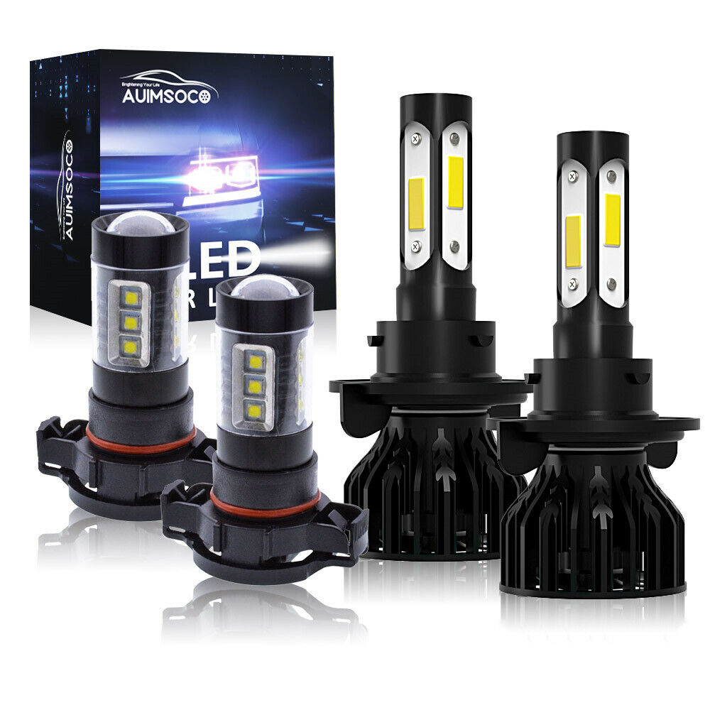 4pc LED Headlight Hi/Low Beam + Fog Light Bulbs kit For Jeep Gladiator 2020-2023