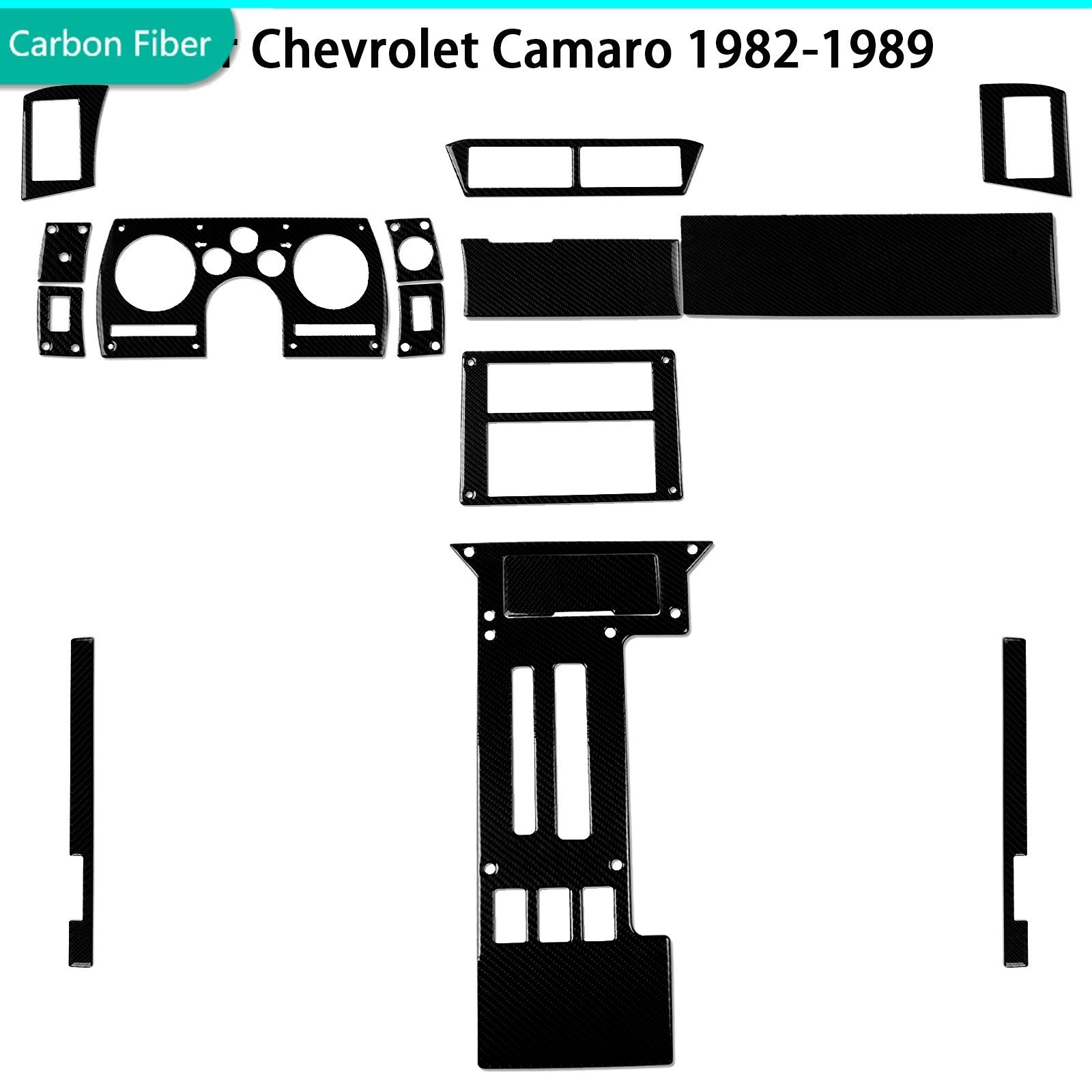 15Pcs Chevrolet Camaro glosy piano black full interior dashboard trim kit 82-89