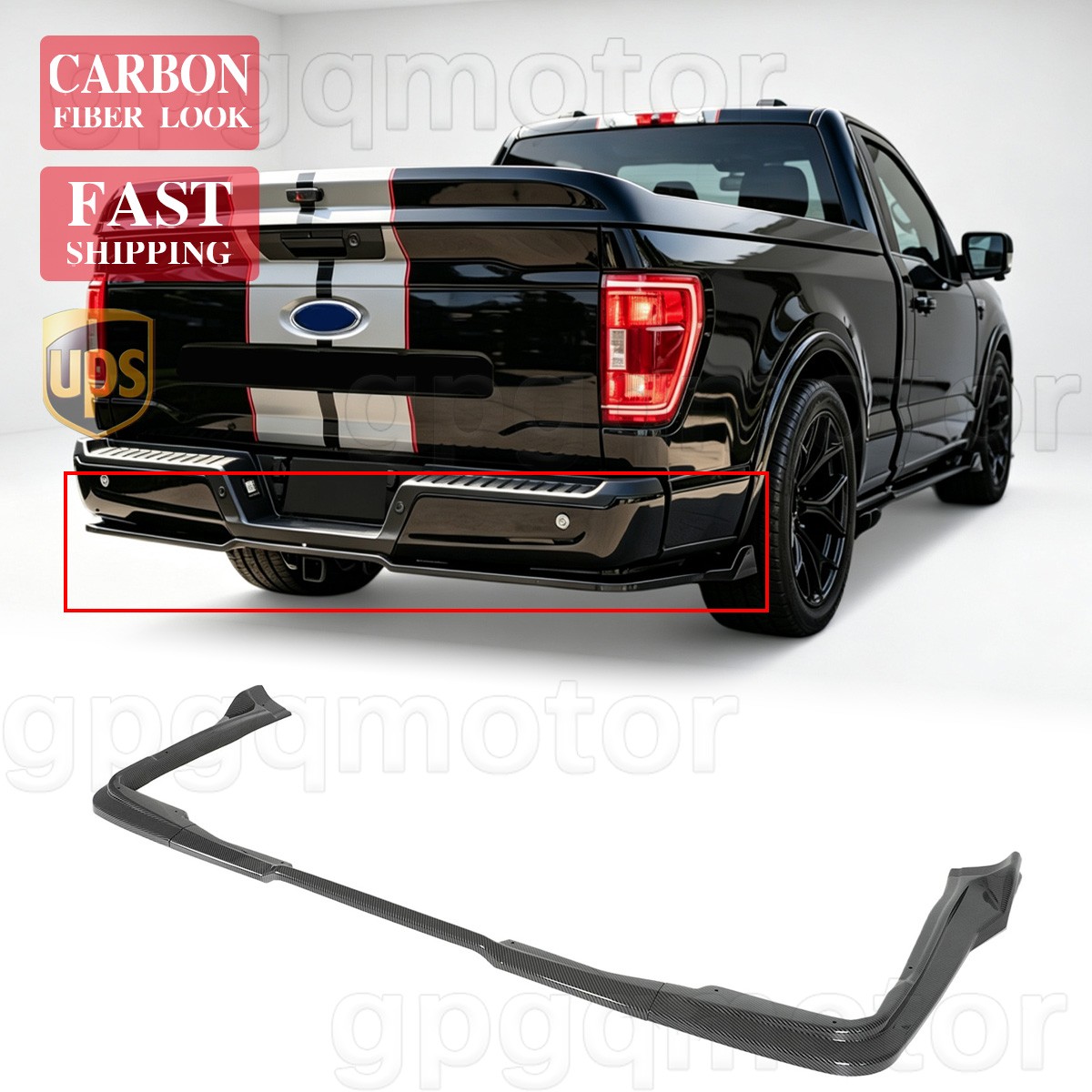 For Ford F-150 Super Snake Shelby 2021-24 MX Style Carbon Painted Rear Splitters