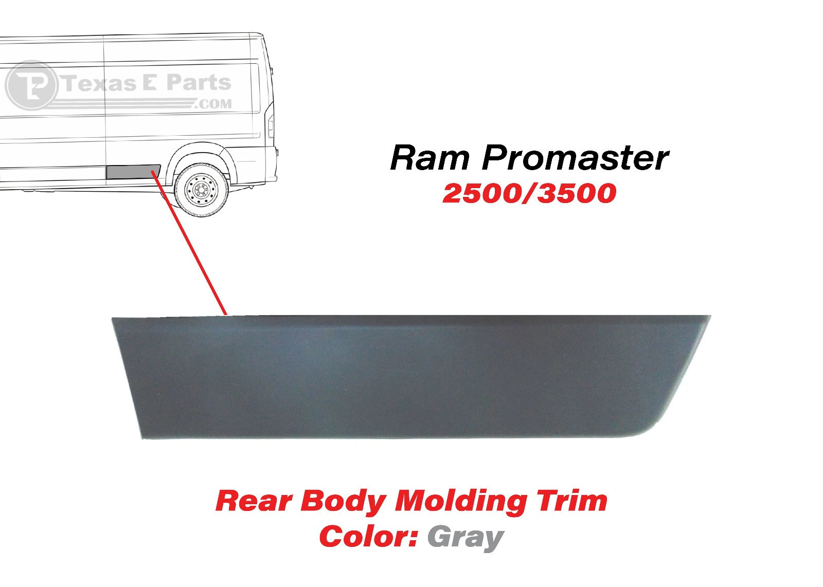 New Fits 2015 2018 Ram ProMaster Extended Left Rear Side Body Trim Local Pickup