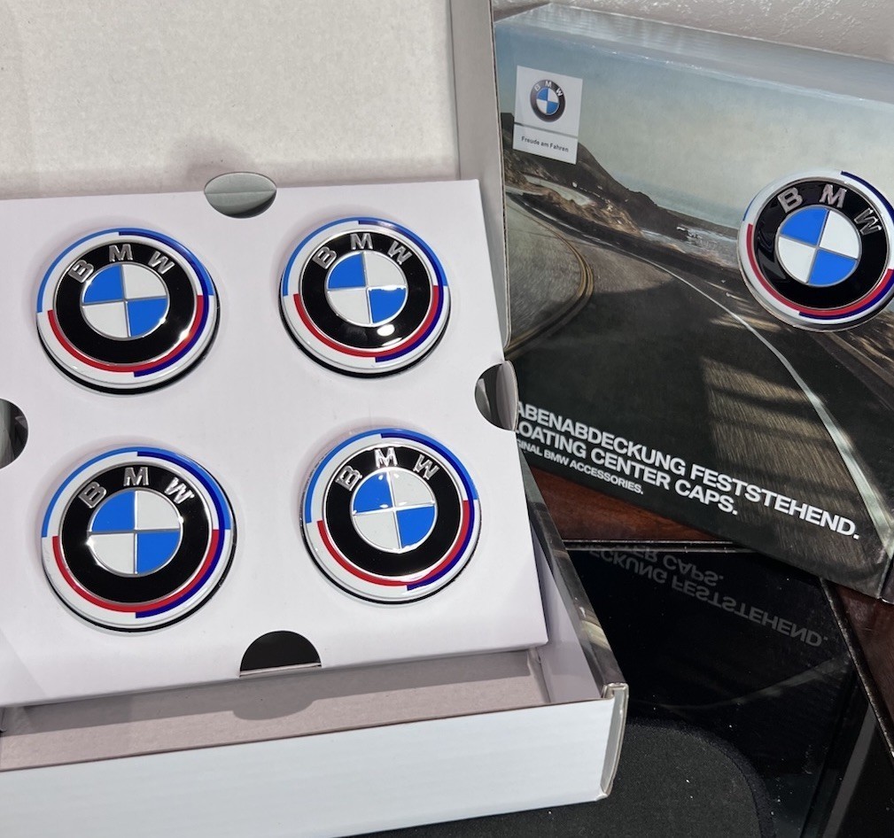 *U.S*BMW 56mm FLOATING 50th Anniversary Wheel Centre Hub Caps SET of 4 *U.S*BMW 56mm FLOATING 50th Anniversary Wheel Centre Hub Caps SET of 4