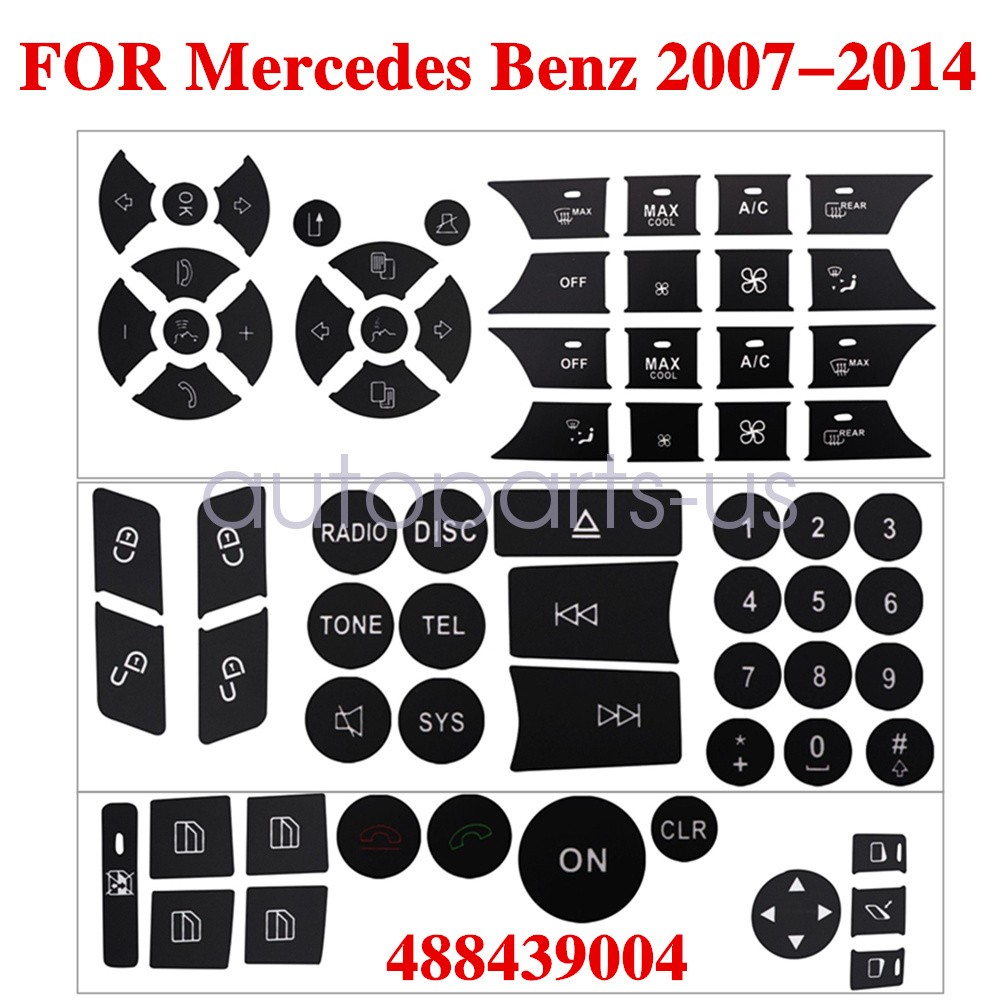 FOR 2007-14 Mercedes Benz Repair Button DOOR Steering A/C Window Radio Stickers