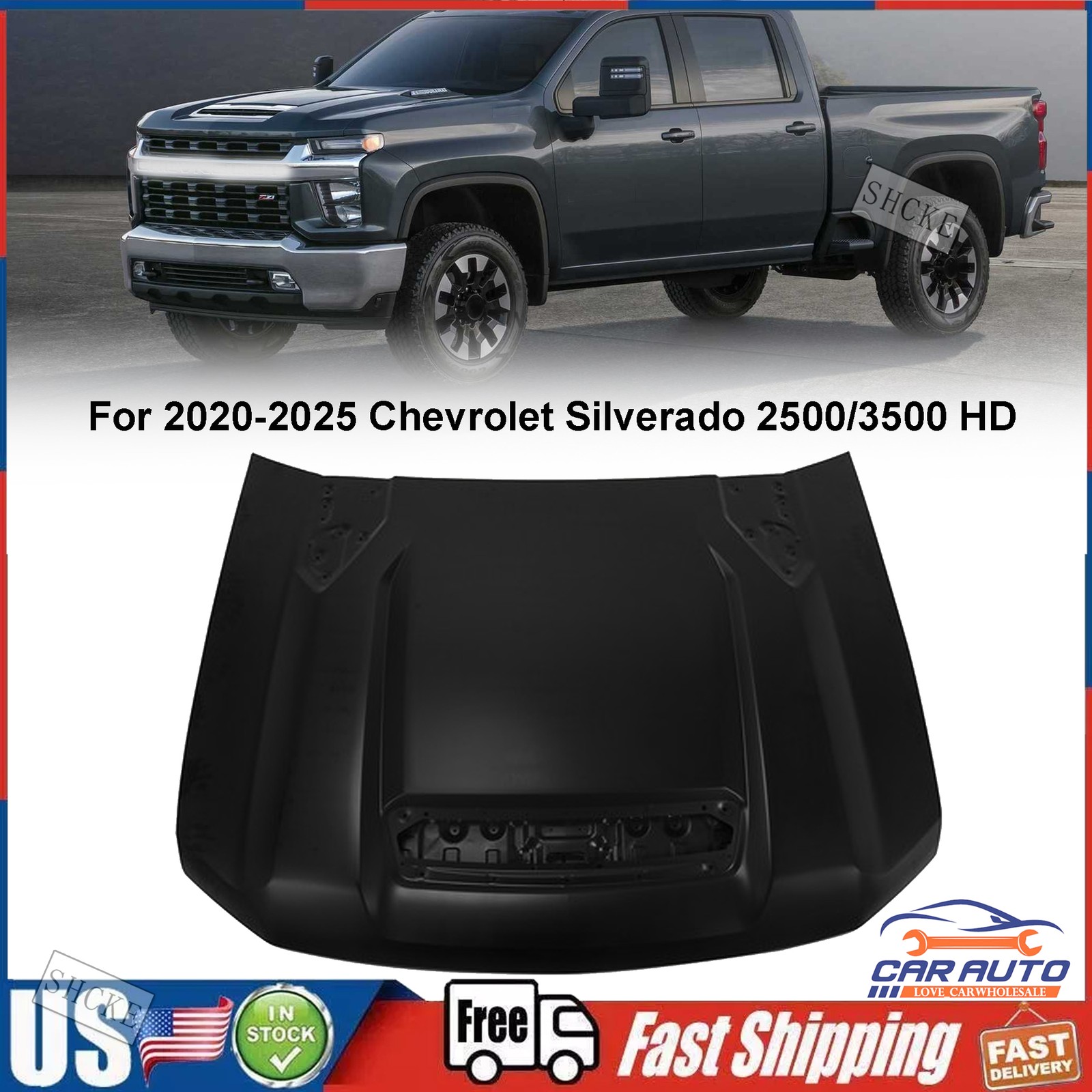 New Primed Hood Panel Steel Fit For Chevrolet Silverado 2500/3500 HD 2020-2025