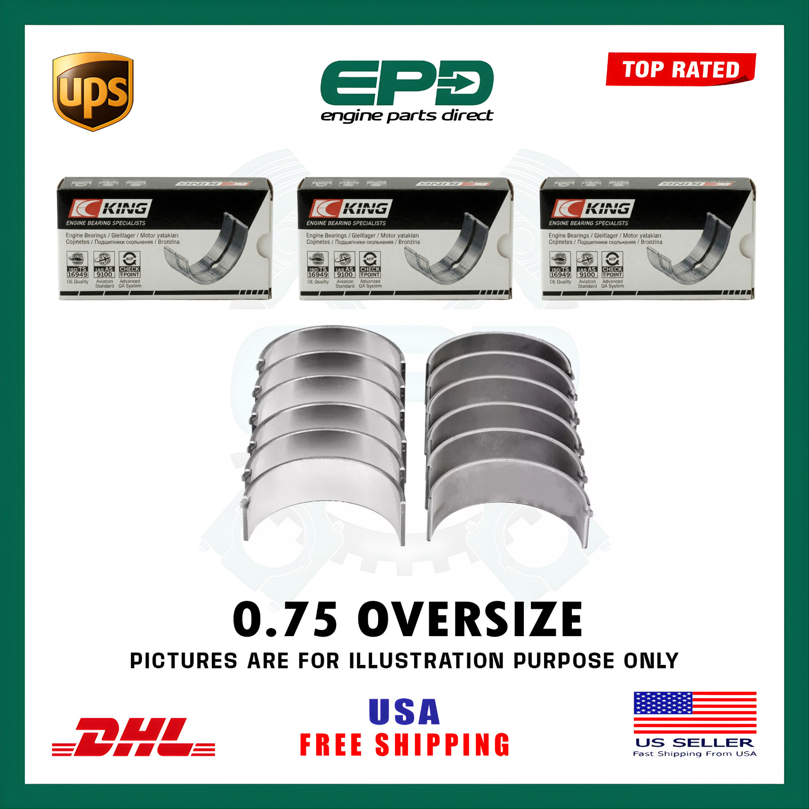 CR222SV 0.75 KING CONROD BIG END BEARINGS SET FOR BMW N55B30 3.0L PETROL ENGINE