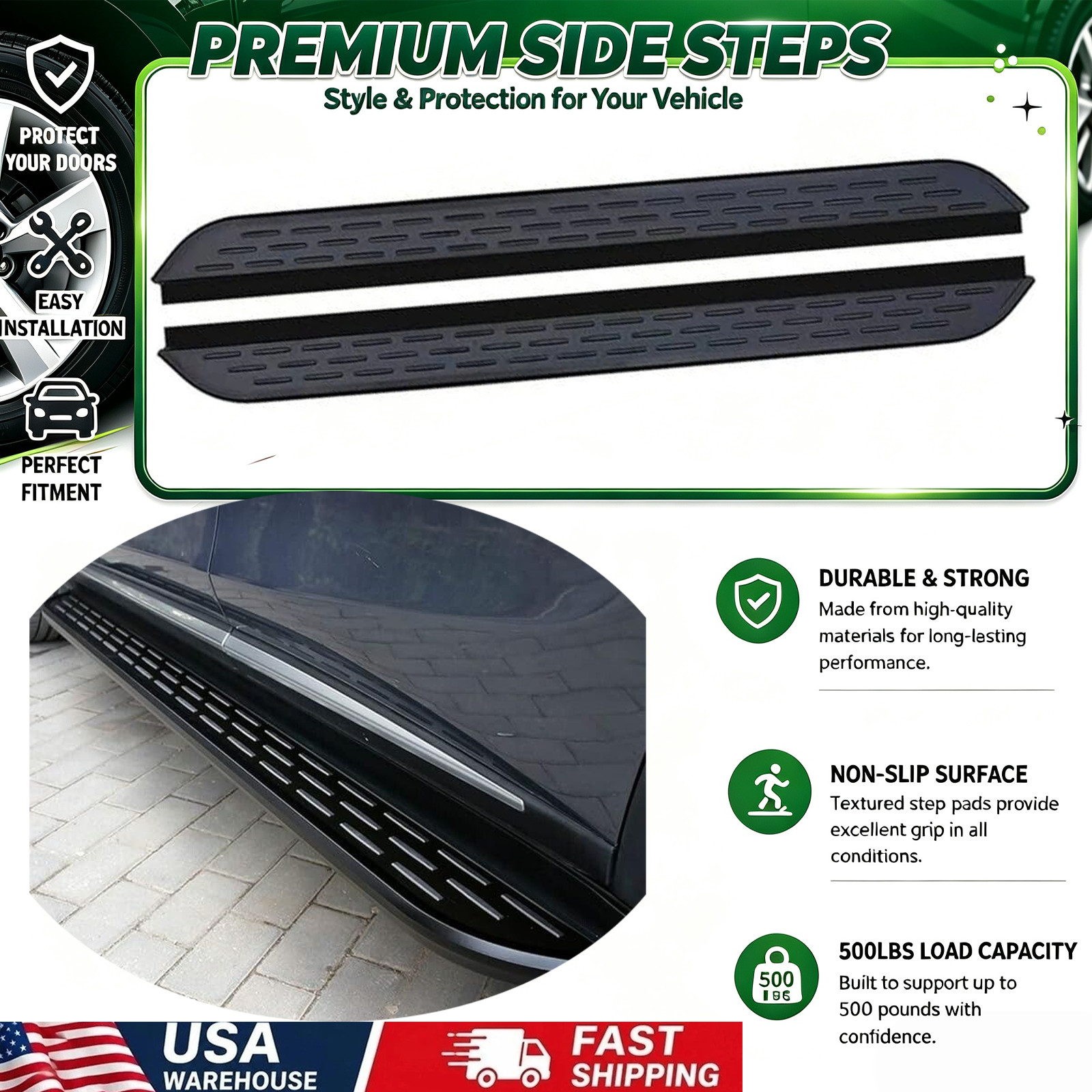 US Stock 2PCS Running Boards Side Steps For 2019-2026 Acura RDX Nerf Bars Pedal