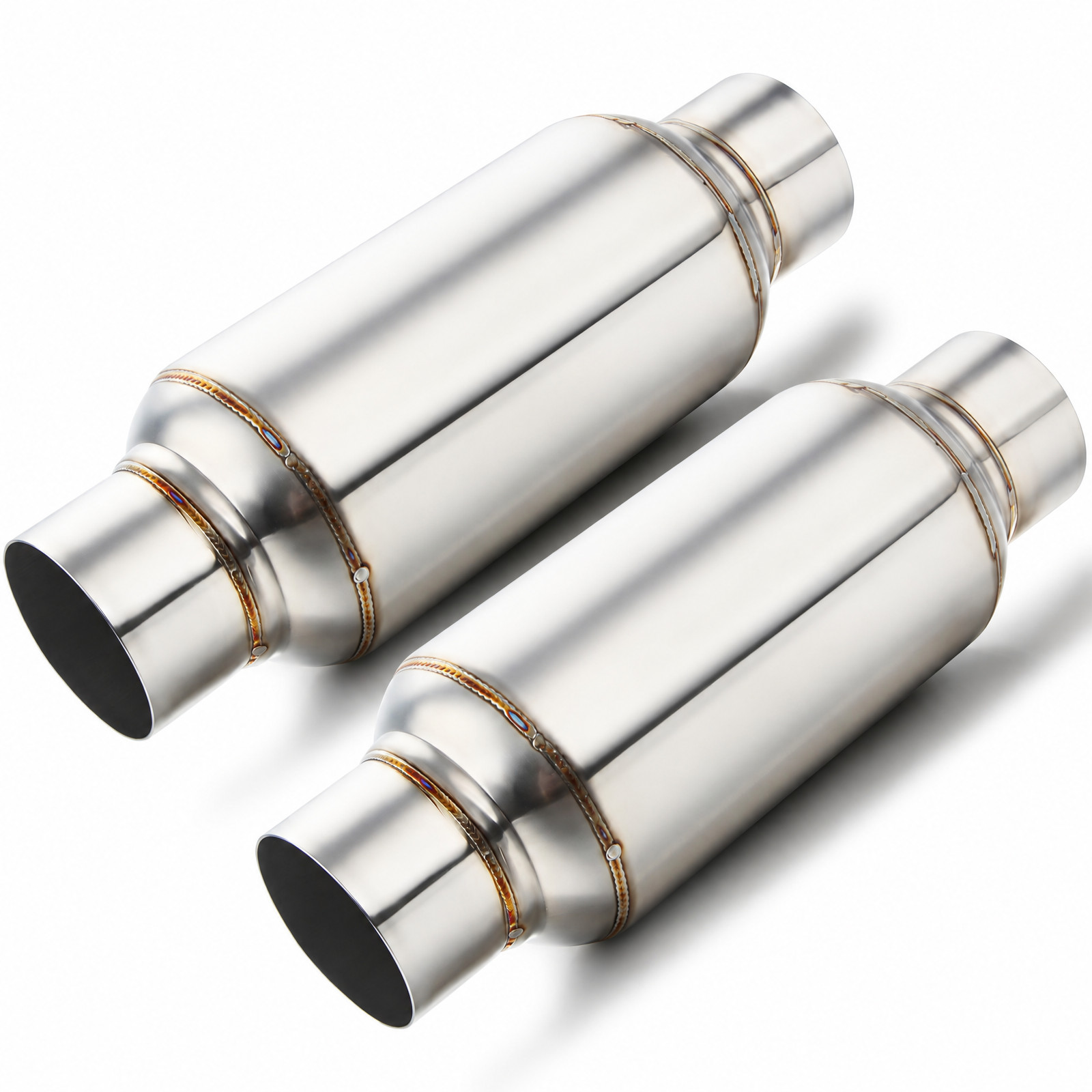 2.5\'\' Inlet & Outlet Universal Muffler 11.5\'\' Stainless Steel Resonator 2 Pack