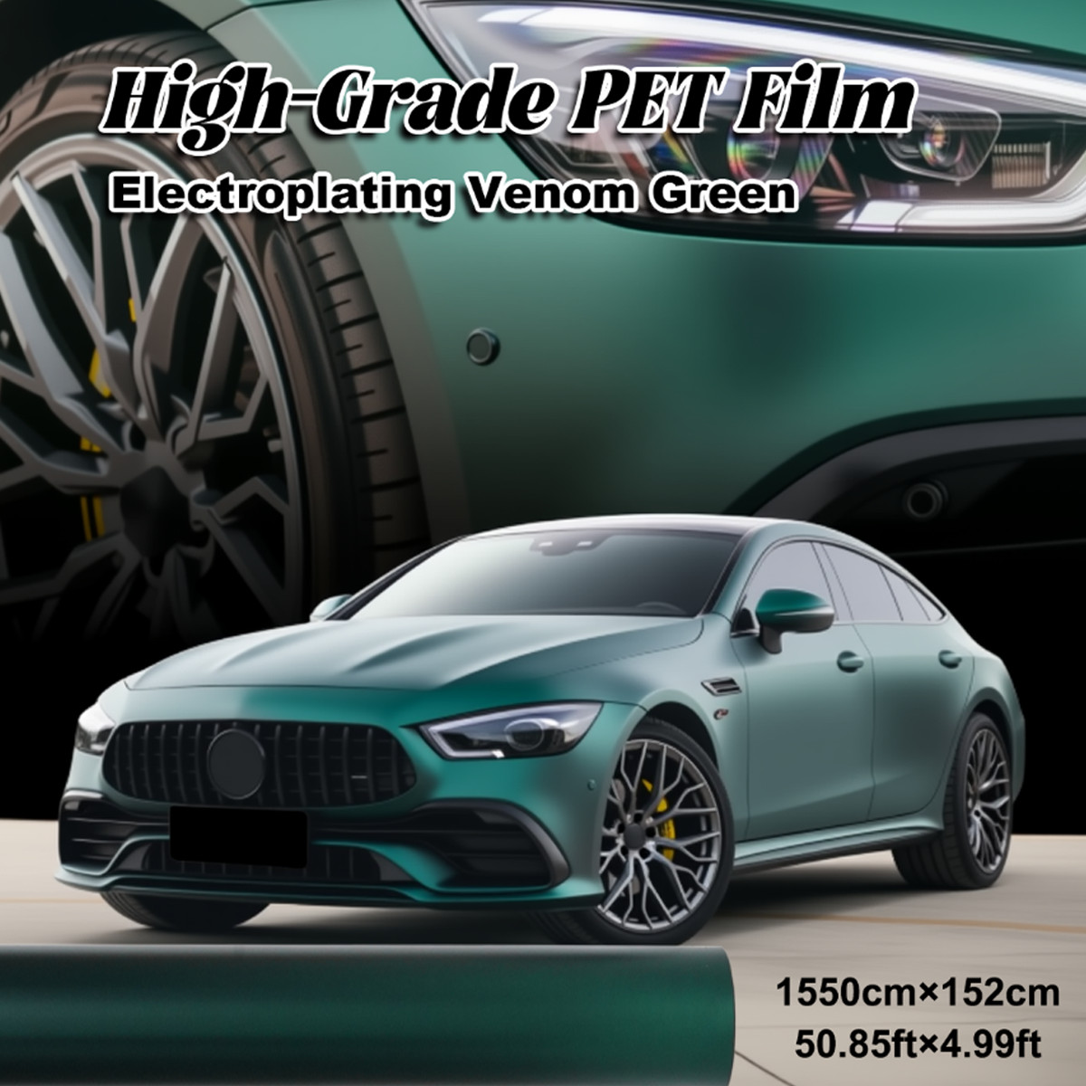 5FTx50FT Ultra Matte Electroplating Venom Green Vinyl Wrap Color US Stock