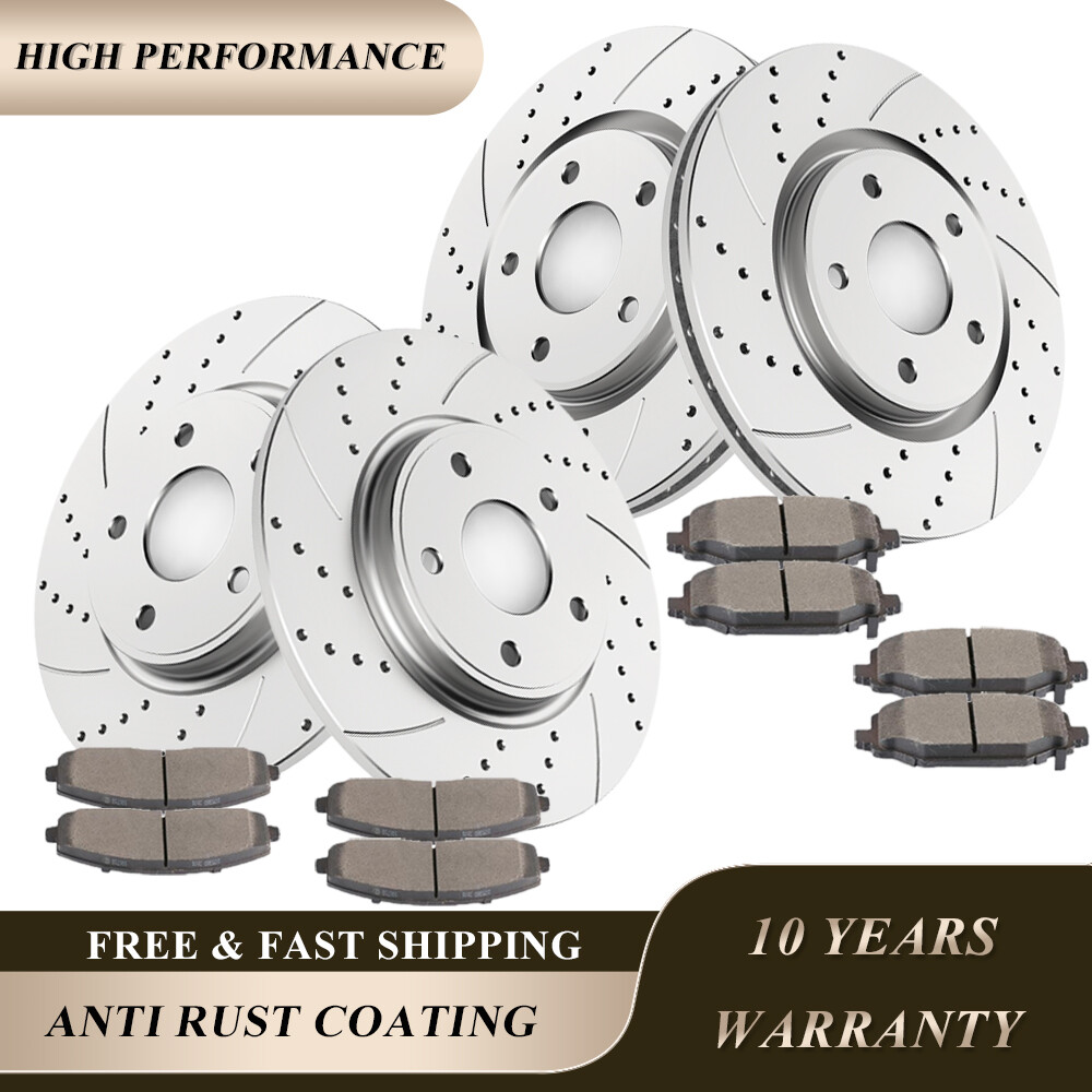 Front Rear DRILLED Rotors Brake Pads for Town Country Grand Caravan Dual Piston