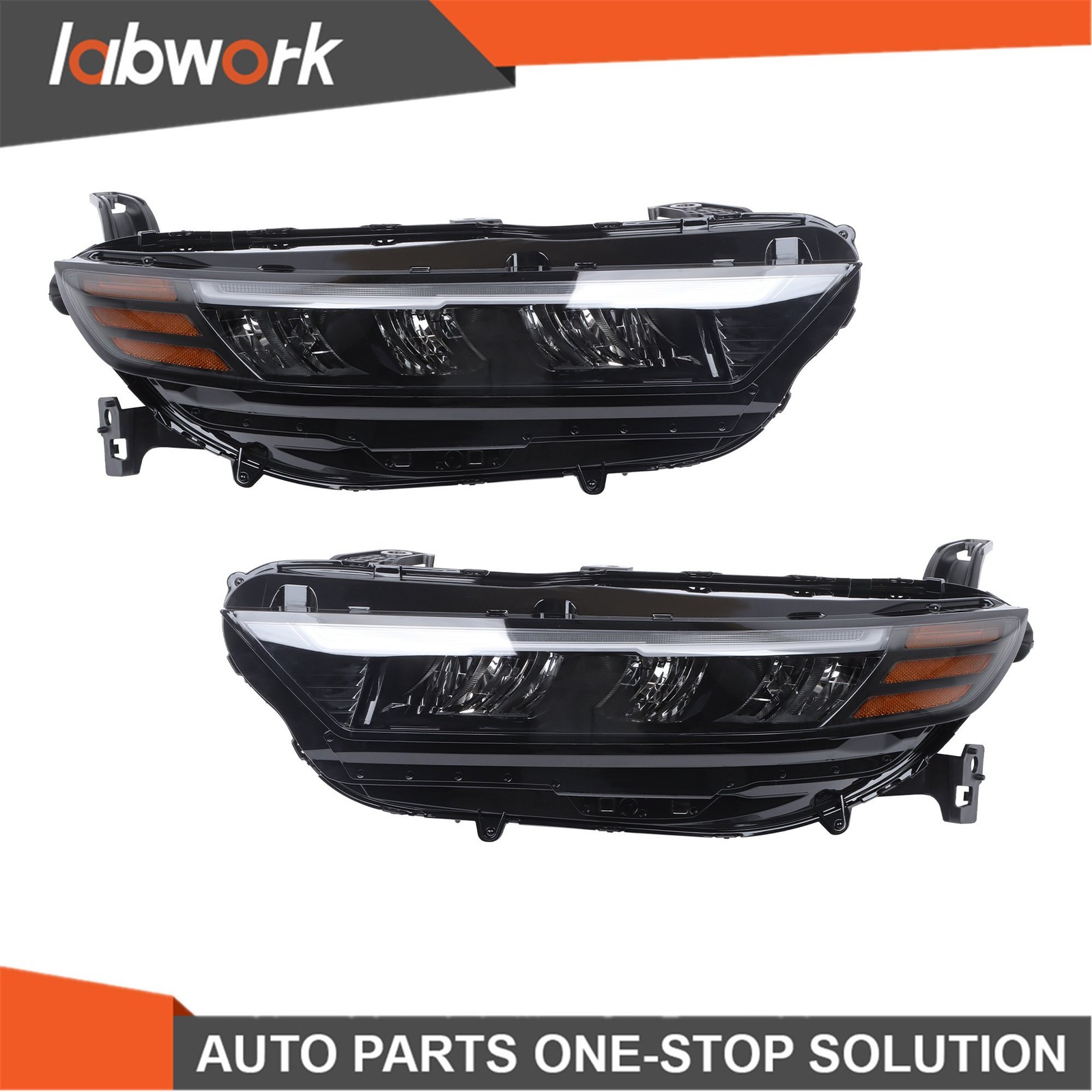 Labwork Full LED Headlights For Honda Accord Sedan 2023-2024 Black Left+Right