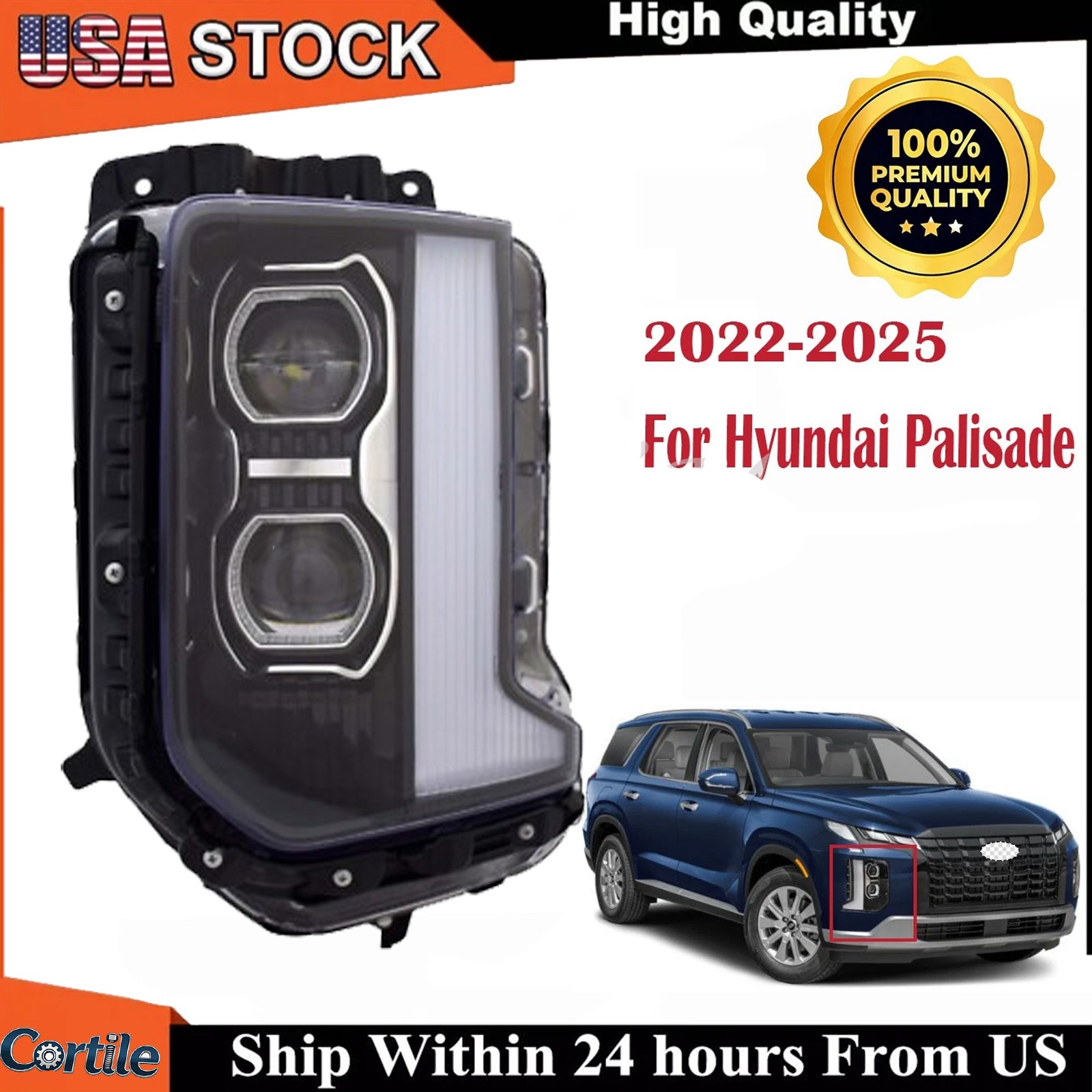 For 2023-2025 Hyundai Palisade Right Passenger RH Full LED HEADLIGHT 92102-S8610