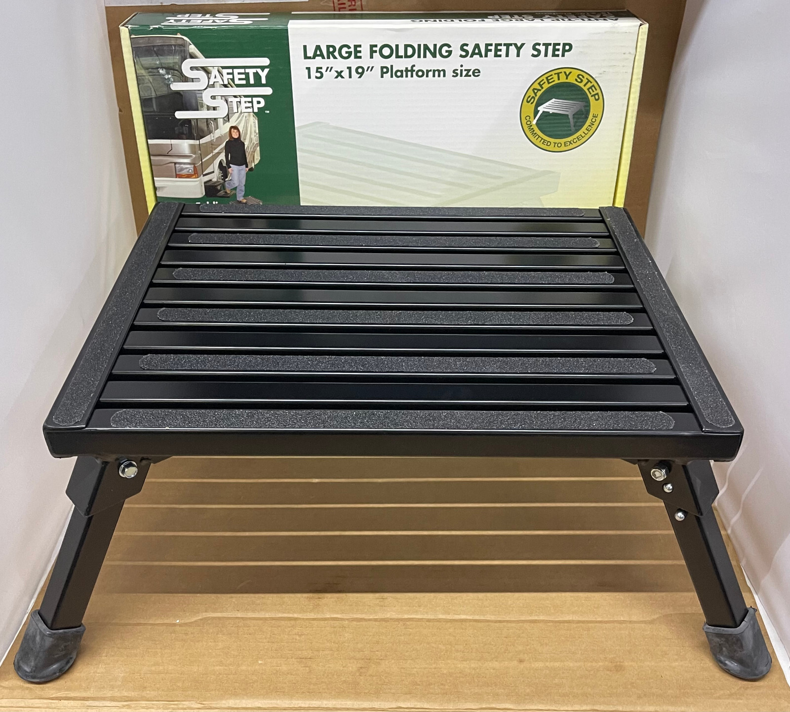 Safety Step F-08C-BLK Anti-Slip Large Folding Step Stool, 15 Safety Step F-08C-BLK Anti-Slip Large Folding Step Stool, 15