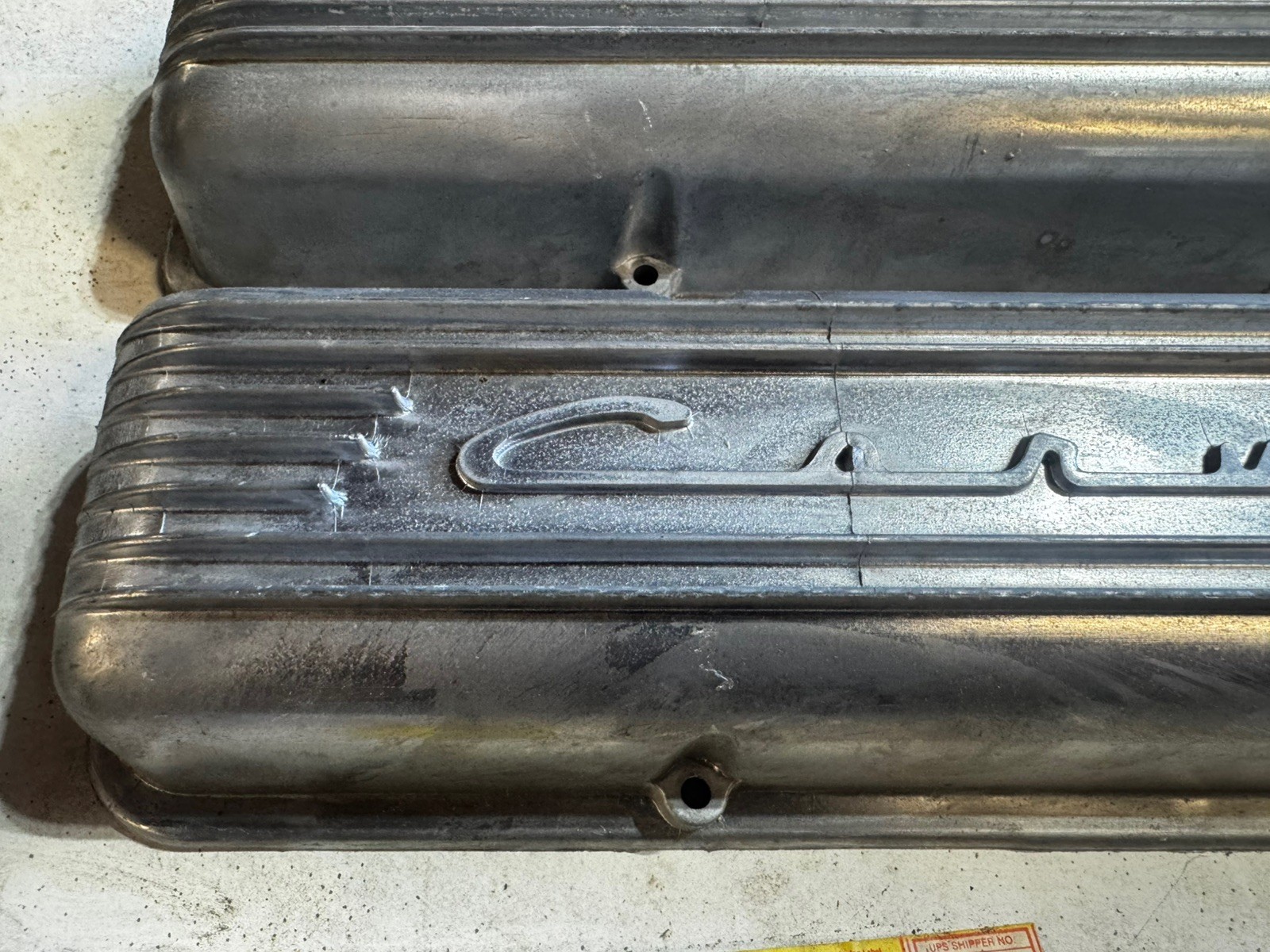 59-67 CORVETTE 283 327 NOS LESTER 7 FINN ALUMINUM VALVE COVERS GM 3767493 59-67 CORVETTE 283 327 NOS LESTER 7 FINN ALUMINUM VALVE COVERS GM 3767493