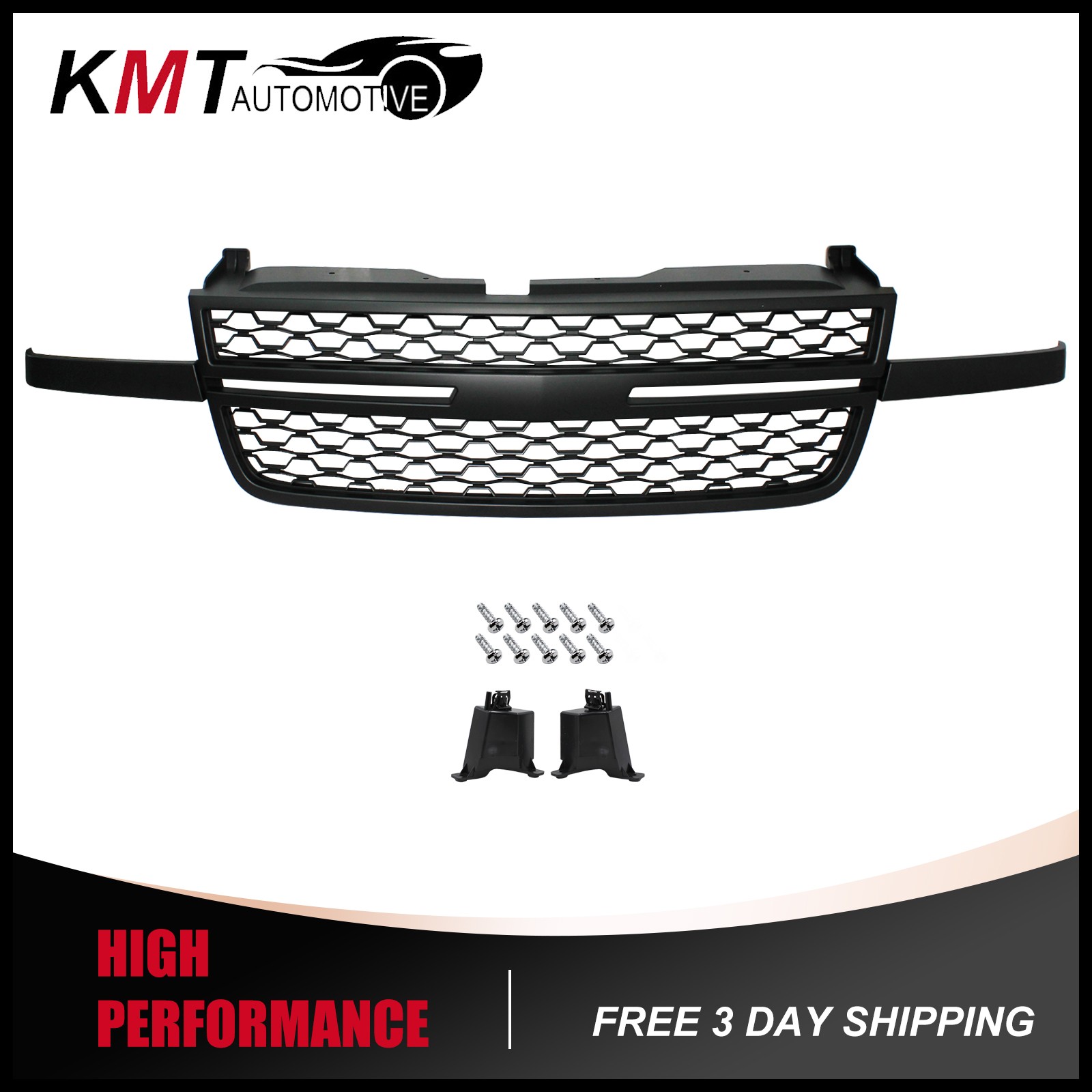 New Front Upper Grille Black For 2005-2007 Chevrolet Silverado 1500 2500HD 3500
