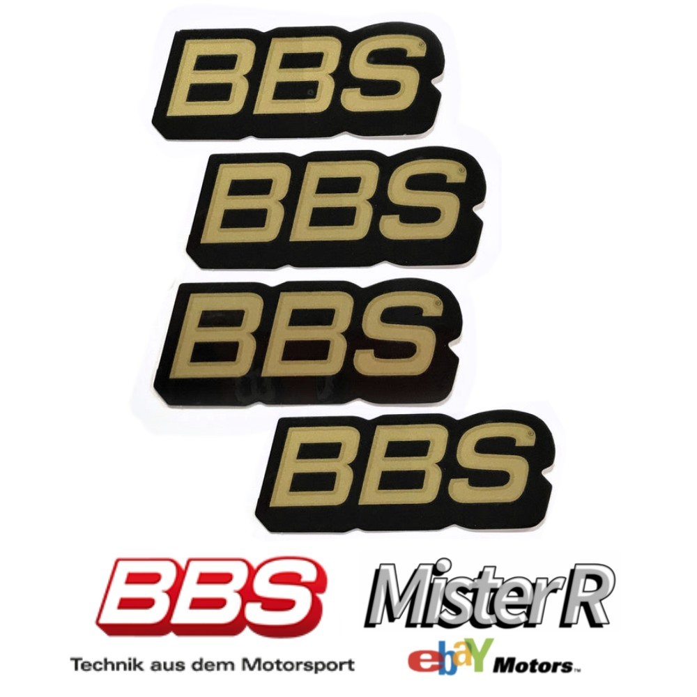 BBS Wheels • Gold/Black Lip Decals • 50th Anniversary • Set of 4 Vinyl Stickers