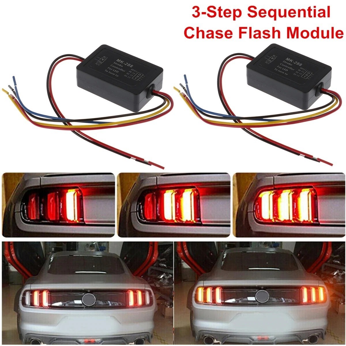 2X 3-Step Sequential Flow Semi Dynamic Chase Flash Tail Light Module Boxes