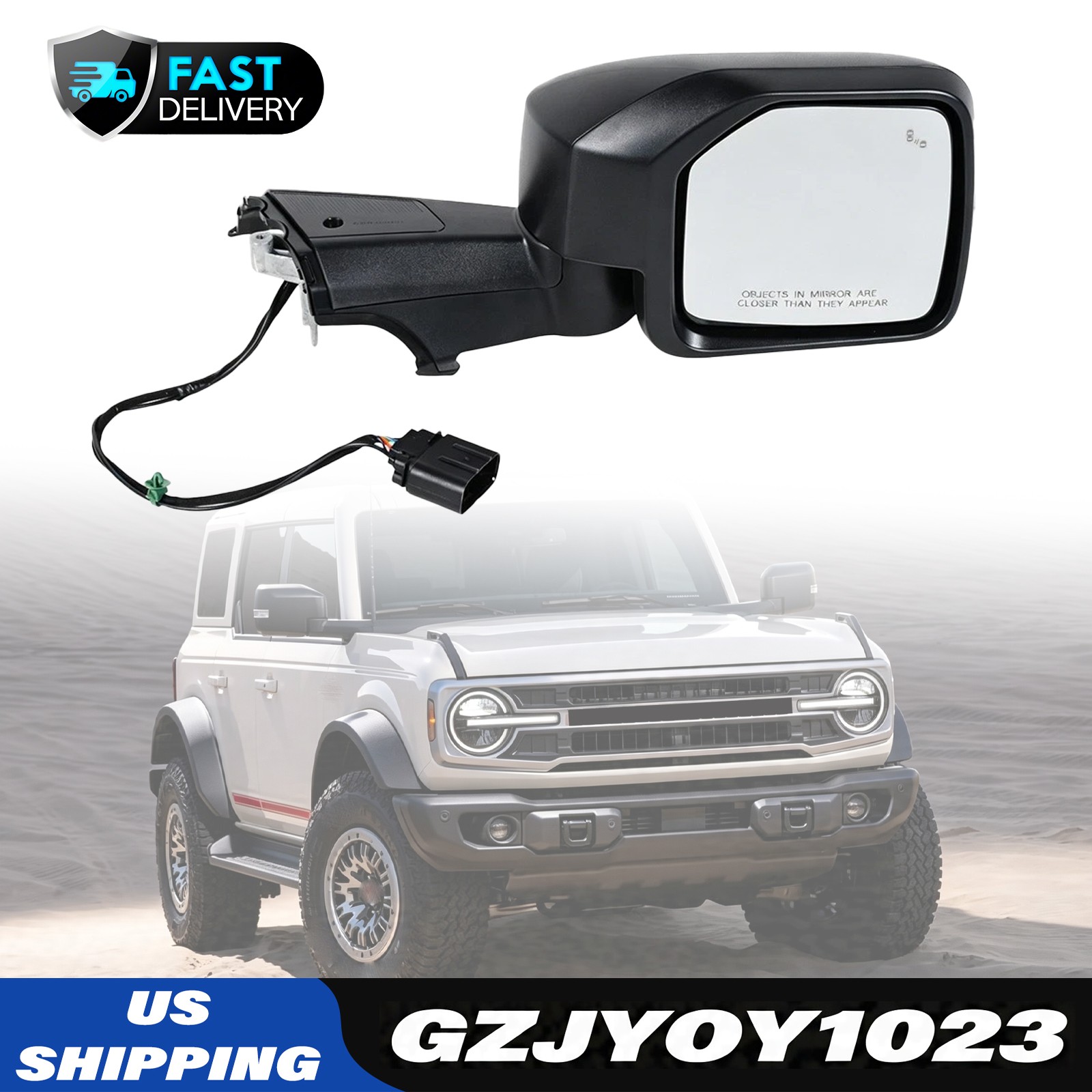 Passenger Side Mirror W/Blind Spot Camera N2DZ-17682 For Ford Bronco 2020-2025 Passenger Side Mirror W/Blind Spot Camera N2DZ-17682 For Ford Bronco 2020-2025