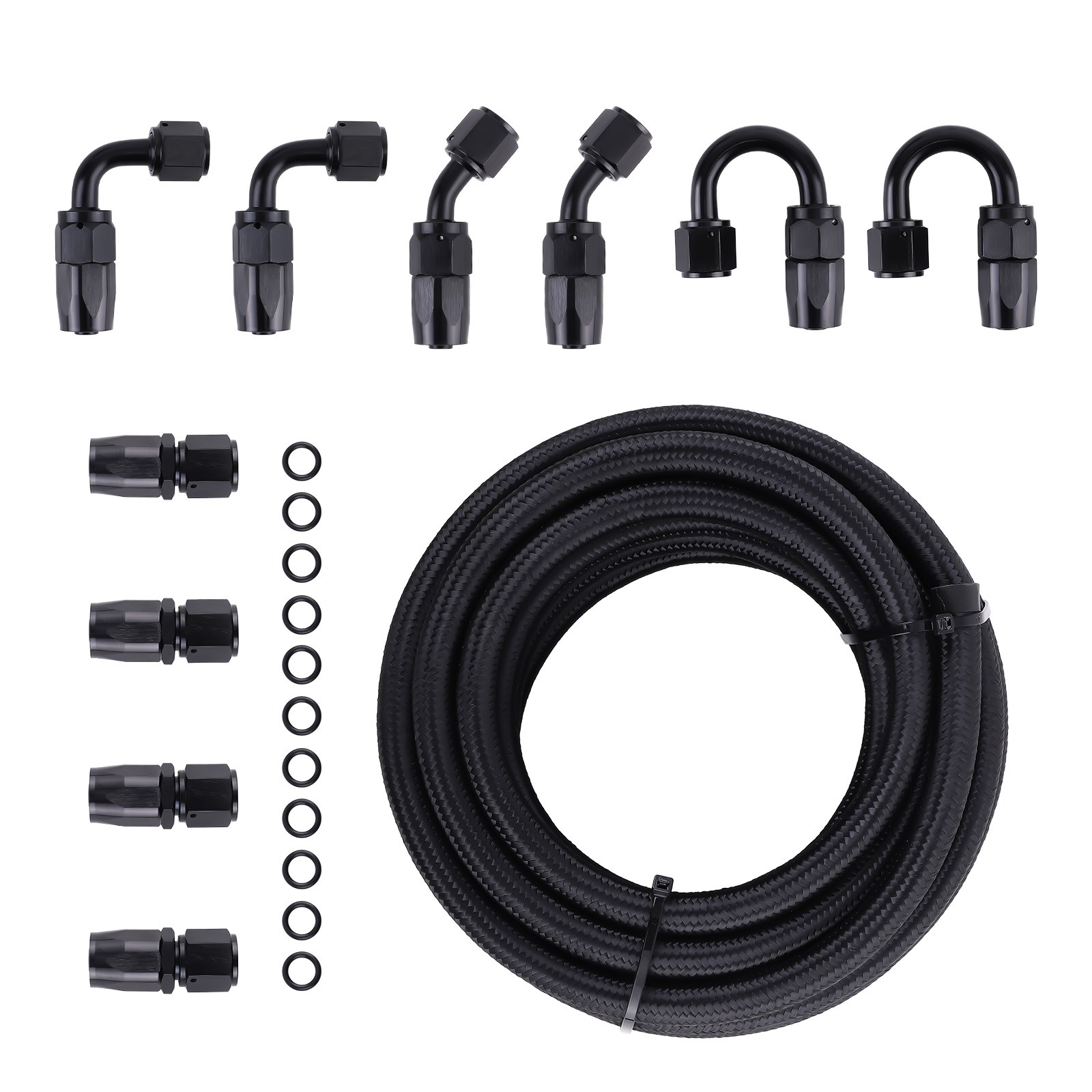 6AN 20FT Fuel Line Hose Kit Nylon Stainless Steel Braided Oil Hose Fittings AN6