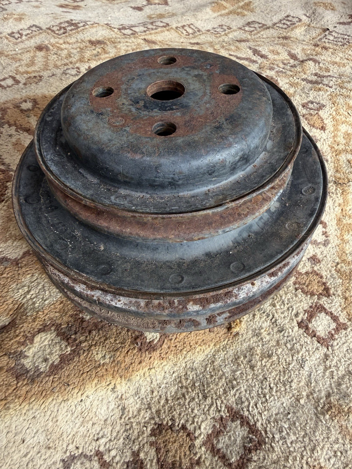Vintage OEM 3 Groove V-Belt Crankshaft Pulley 4 Bolt Classic Engine A/C