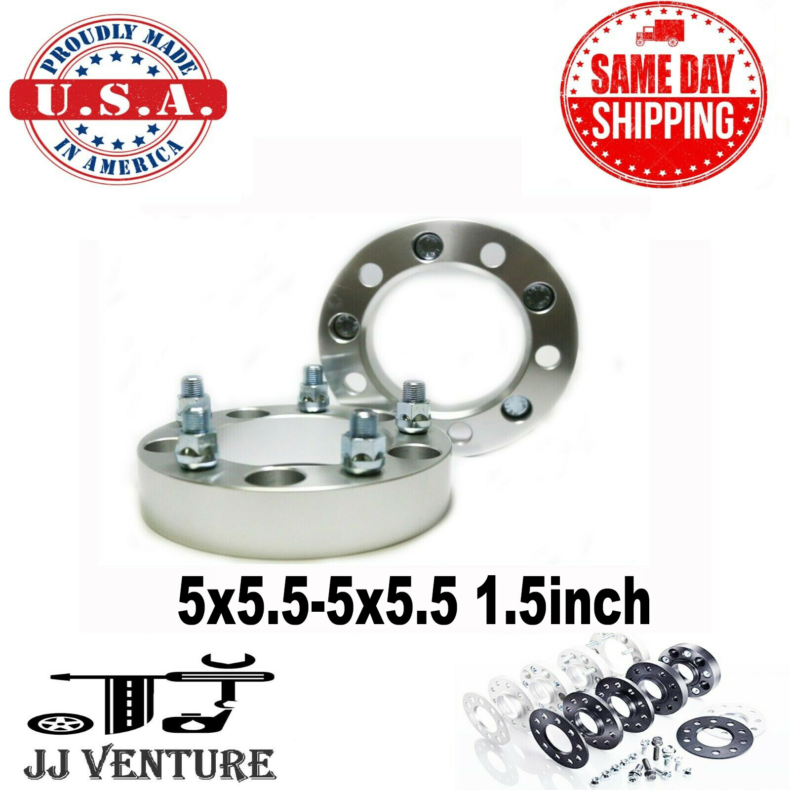 2PC 5X5.5 (139.7MM) TO 5X5.5 WHEEL SPACER ADAPTERS 1/2-20 STUDS 1.5\ 2PC 5X5.5 (139.7MM) TO 5X5.5 WHEEL SPACER ADAPTERS 1/2-20 STUDS 1.5\