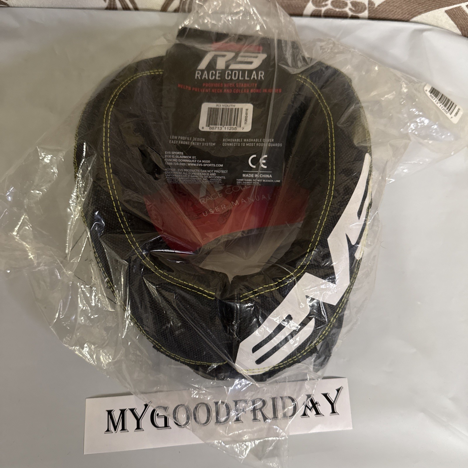 EVS R3 Race Collar Black/Hiviz -Youth - 112053-0110 Sealed Pack On Sale EVS R3 Race Collar Black/Hiviz -Youth - 112053-0110 Sealed Pack On Sale