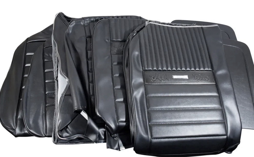 1964-66 FORD MUSTANG FASTBACK DELUXE PONY BLACK SEAT UPHOLSTERY FULL FRONT&REAR 1964-66 FORD MUSTANG FASTBACK DELUXE PONY BLACK SEAT UPHOLSTERY FULL FRONT&REAR
