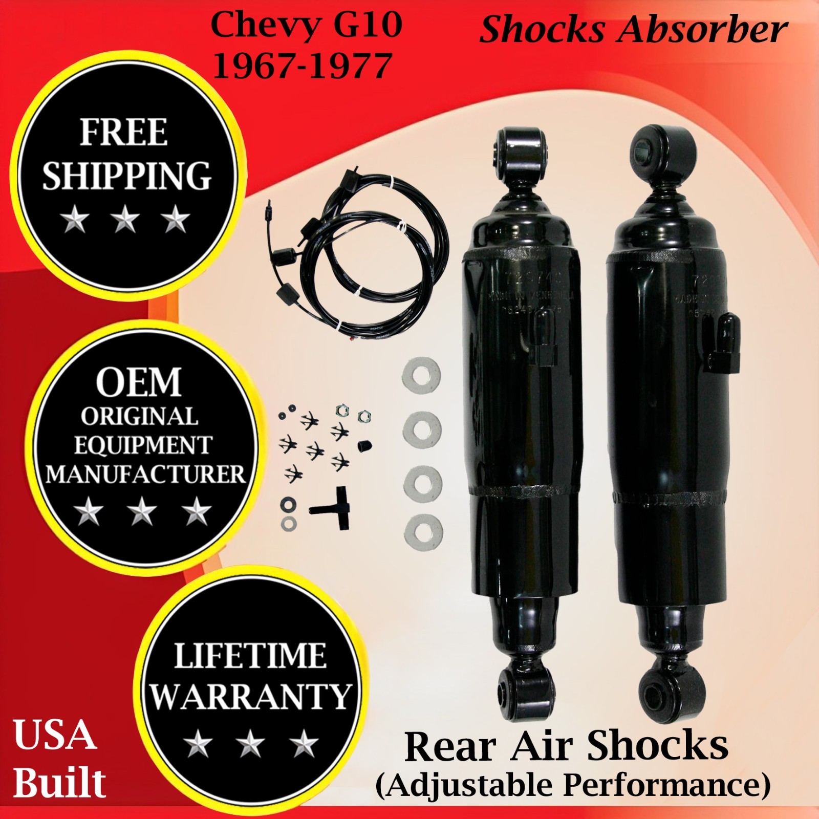 Gabriel OEM Rear Air Shocks For 1967-1977 Chevy G10 Lifetime Warranty